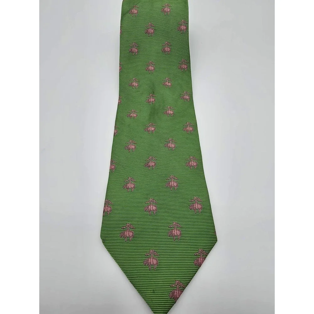 VTG Brooks Brothers Golden Fleece Green Pink Tie 100% Silk 59